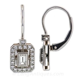Emerald Cut Diamond Drop Earrings