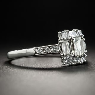 Emerald-Cut Diamond Platinum Cluster Ring