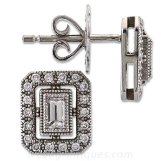 Emerald Cut Diamond Studs