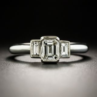 Platinum Emerald-Cut Diamond Three-Stone Ring By Ben Bridge - 1