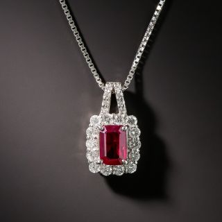 Emerald-Cut Ruby and Diamond Pendant  - 2