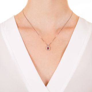Emerald-Cut Ruby and Diamond Pendant 