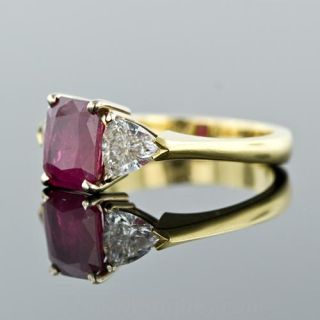 Emerald Cut Ruby and Diamond Ring