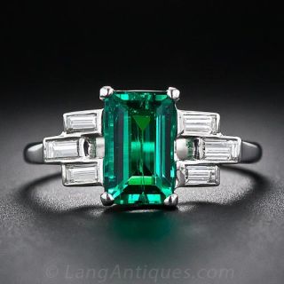 Emerald, Diamond & Platinum Ring