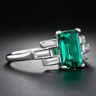 Emerald, Diamond & Platinum Ring