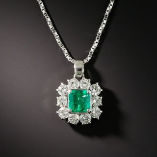 Emerald Platinum Diamond Drop - 1