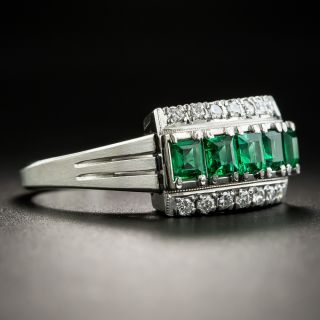 Emerald Platinum Diamond Ring