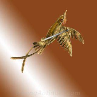 Enamel and Diamond Fly Catcher Brooch