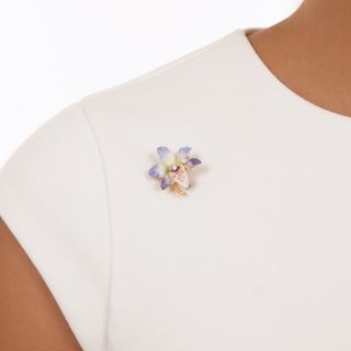 Enamel and Diamond Orchid Stickpin, Circa 1900
