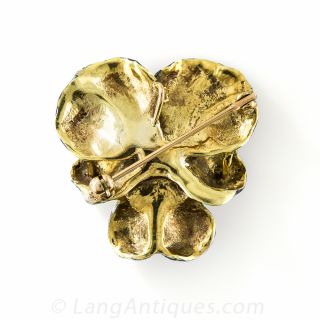 Enamel and Diamond Pansy Brooch/Pendant