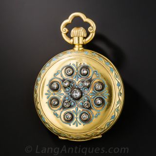 Enamel and Diamond Pendant Watch by Bailey, Banks & Biddle - 2