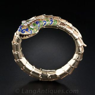 Enamel and Diamond Snake Bracelet 