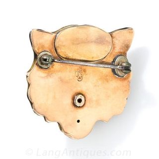 Enamel and Diamond Tiger's Head Pin