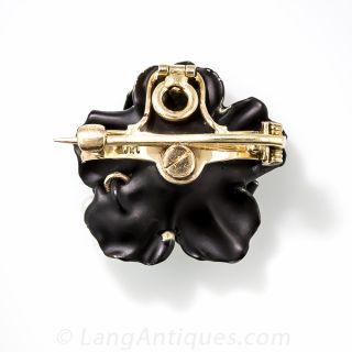 Enamel and Natural Pearl Brooch