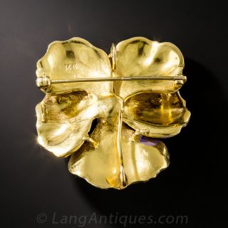 Enamel and Pearl Pansy Brooch/Pendant
