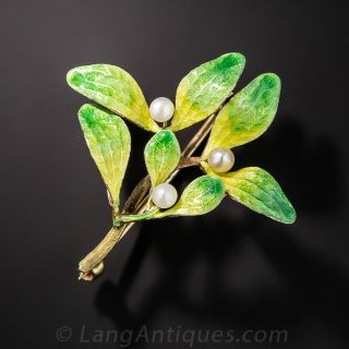 Enamel and Seed Pearl Brooch