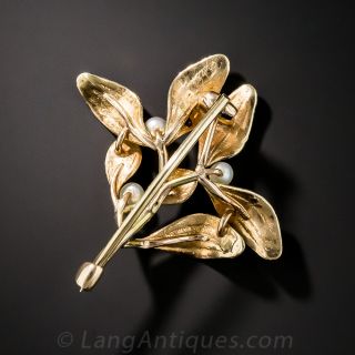 Enamel and Seed Pearl Brooch