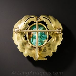 Enamel and Turquoise Scarab Pin 