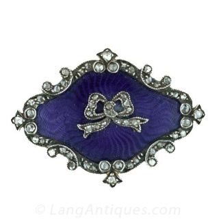 Enamel   Diamond Brooch Locket Main View 1