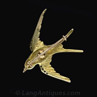 Enamel & Diamond Swallow Pin 