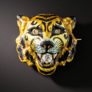 Enamel Diamond Tiger Pin by Alling & Co - 1