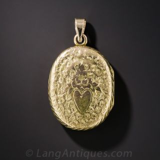 Enameled and Engraved Antique Locket