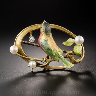 Enameled Bird Brooch by Krementz