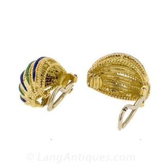 Enameled Gold Earrings