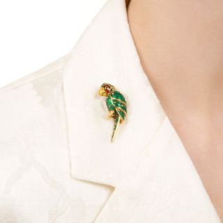 Enameled Parrot Pin by Hidalgo