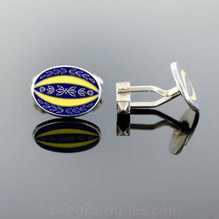 Enameled Sterling Silver Cufflinks