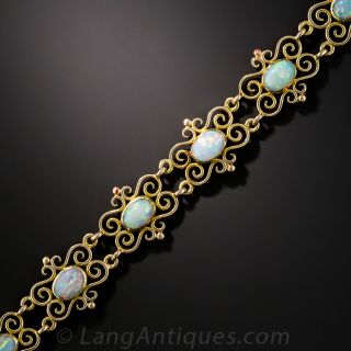 English 15K Gold and Opal Bracelet