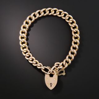 English 15K Rose Gold Bracelet With Heart Clasp