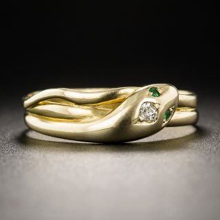 English 18K Diamond Snake Ring