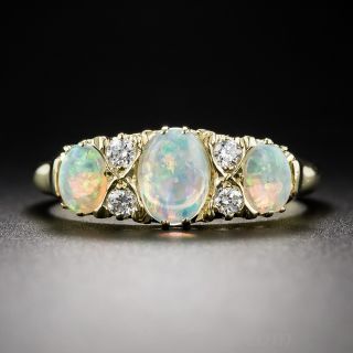 English 18k Opal and Diamond Ring