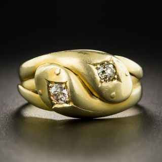 English 18K Twin Snake Ring - Size 9 - 2