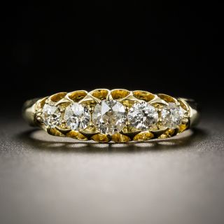 English 18K Vintage Style Five Stone Diamond Band - 2