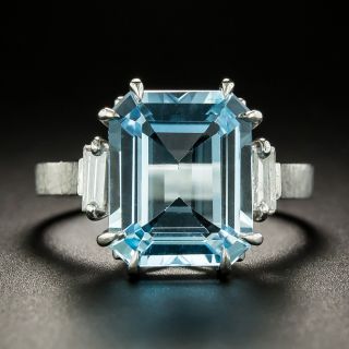 English 5.75 Carat Blue Topaz and Diamond Ring - 3