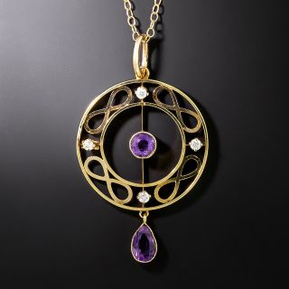 English Amethyst and Diamond Pendant - 3
