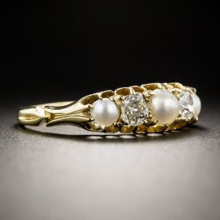English Antique Natural Pearl and Diamond Ring