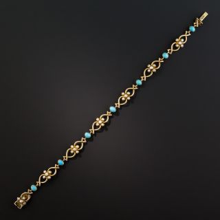 English Antique Turquoise and Seed Pearl Bracelet
