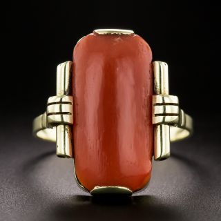 English Art Deco Coral Ring - 2