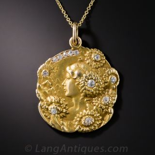 English Art Nouveau Portrait Medallion