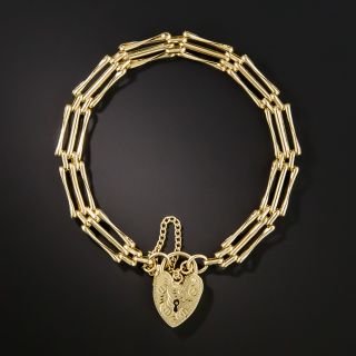 English Bracelet With Heart Padlock Clasp - 2