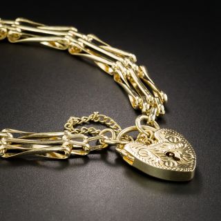 English Bracelet With Heart Padlock Clasp