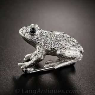 English Diamond Frog Pin