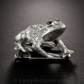 English Diamond Frog Pin