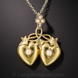 English Double Heart Pendant