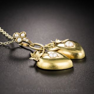 English Double Heart Pendant