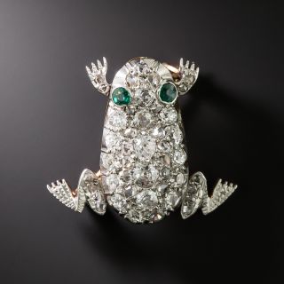 English Edwardian Diamond Frog Brooch - 2