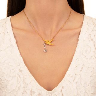 English Edwardian Diamond Love Dove Necklace